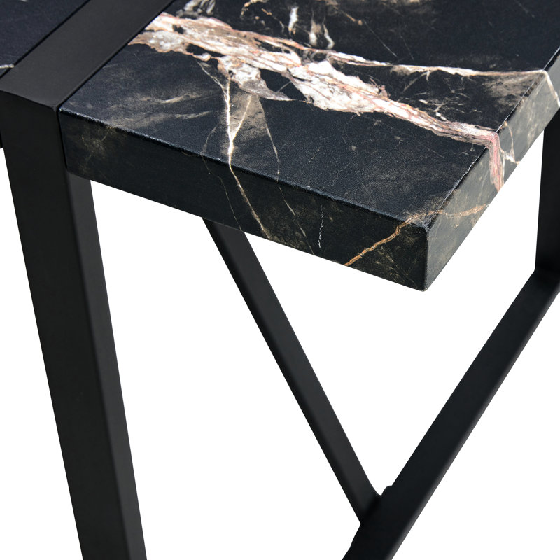 Table de style industriel avec pieds en métal noir, plateau épais de 1,5 po, pour bureau, cuisine, terrasse, salle à manger moderne simple 55 * 31,4, 4-6, espace