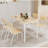 5-Piece Dining Table Set With 4 Chairs, 43'' Metal Frame & MDF, Ideal For Small Spaces, Easy To Clean