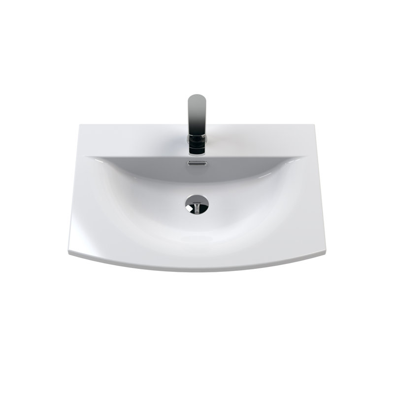 610mm Single Bathroom Vanity with Drop In Vitreous China Basin, Bleached Oak
