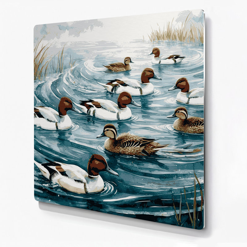 Oiseau commun, art mural bleu Merganser, H 12 po x l 12 po