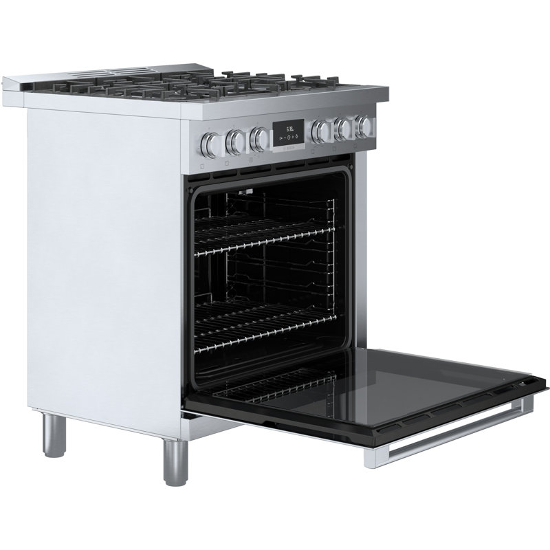 800 Series 30" 4 cu. ft. Freestanding Dual Fuel Range with True European Convection, Stainless Steel