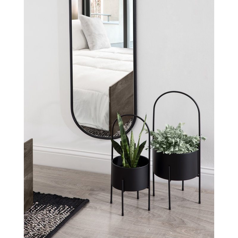 Ensemble de pots à fleurs en métal 2 pièces Asella, Noir