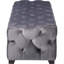 Banc repose-pieds, velours gris touffeté à boutons, coussins moelleux, 51 pouces