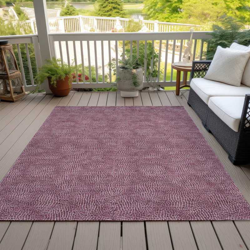 Eggplant Synthetic Rectangular Washable Flat Woven Rug 2'6" x 3'10"