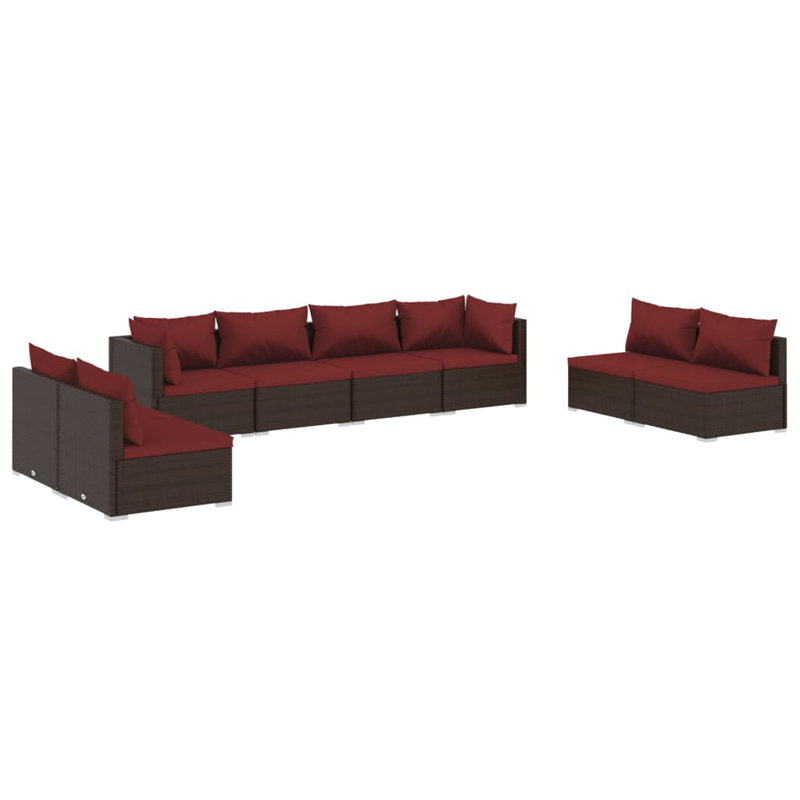 8 Piece Lounge Sofa Seating Group, Cinnamon Red, Brown