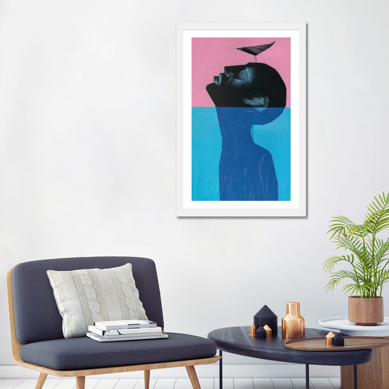 «Drowning Vol volontaire II» par VCalvento - impression d'art graphique, H 32 po x l 24 po x P 1 po, Papier encadré blanc