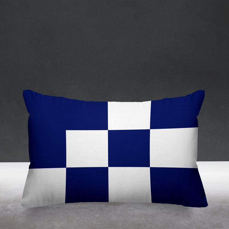 Coussin décoratif à motif géométrique intérieur / extérieur York, Bleu marine