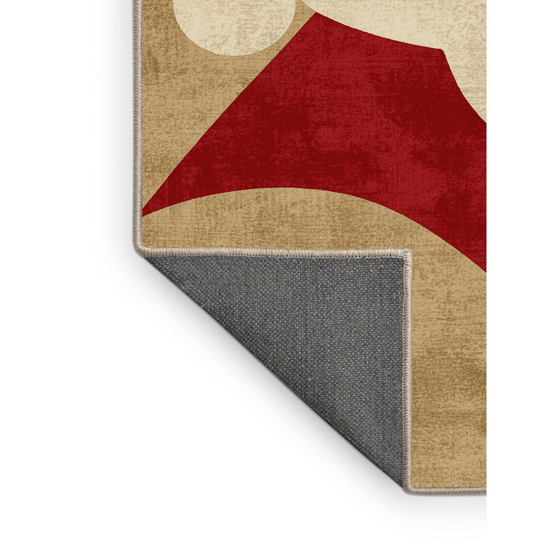 Soft Plush Faning Christmas Modern & Contemporary Abstract Area Rug in Brown – Beige Binding, 5x8