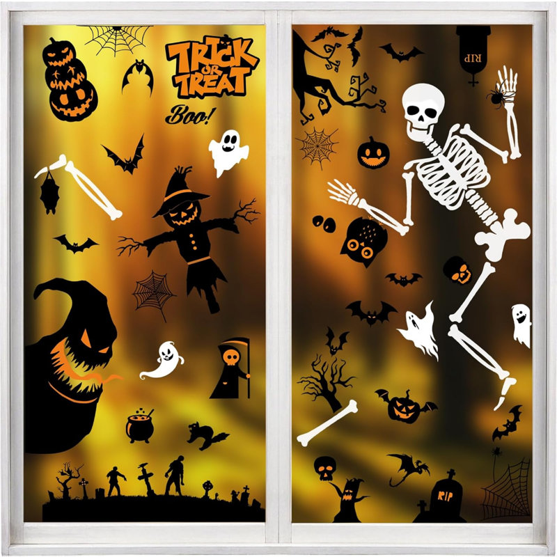 10 feuilles d'autocollants pour fenêtres d'Halloween