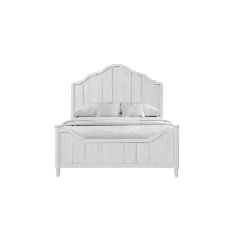 Lit double pour adolescent en finition ciment avec placages de haute qualité, tête de lit à panneau de style planche, conception arquée, bois massif et matériau, 84,42 po de profondeur, poids de 107 lb fabriqué à partir de maquillage, couleur blanche,