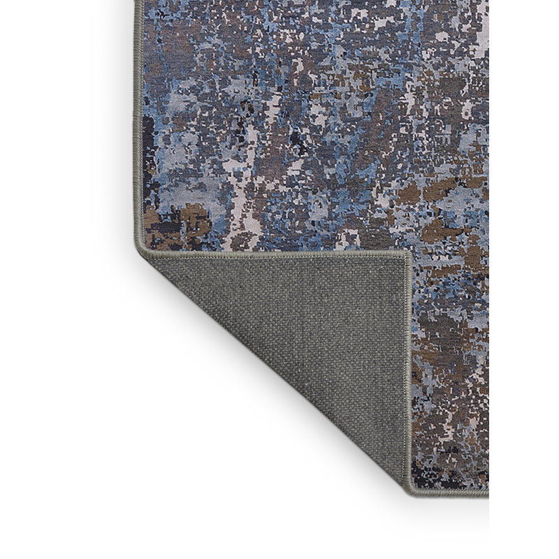 Tapis abstrait bleu / brun, Rectangle 5 pi x 7 pi