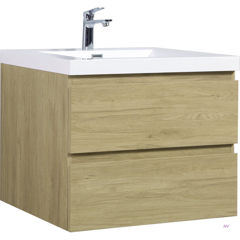 Meuble-lavabo flottant 30 po avec lavabo, meuble-lavabo mural moderne avec lavabo en résine et tiroirs à fermeture en douceur