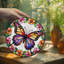 Vitrail papillon à motif floral et vitrail pour fenêtre-821093690