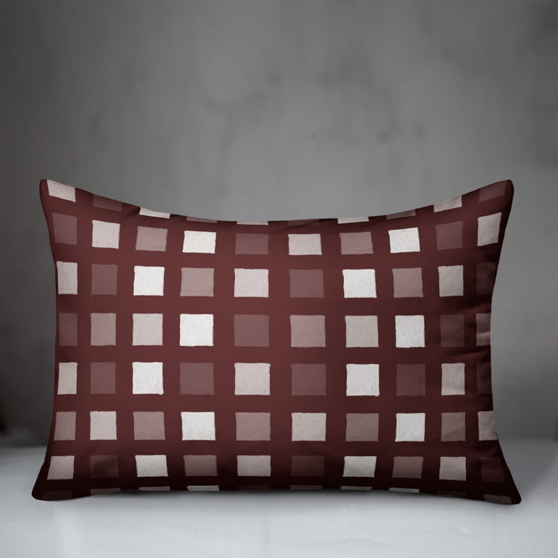 Plaid Outdoor Reversible Throw Pillow, H 18 po x l 25 po, Marron