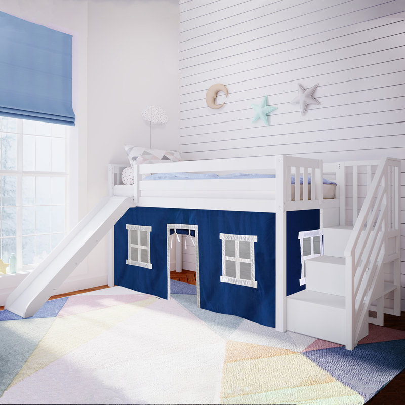 Lit mezzanine simple en bois massif Plymouth par Harriet Bee, Bleu, Gris