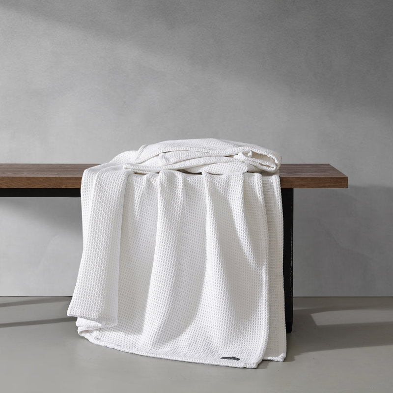 Waffleweave 100% Cotton Blanket, White, Queen