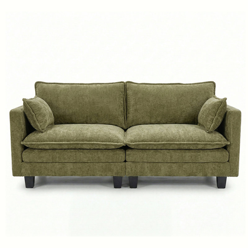 Canapé moderne en chenille, L 74,8 po, Chenille verte