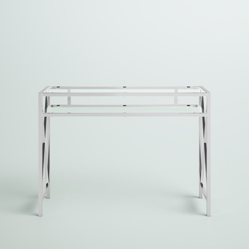 Darek Chrome 42" Glass Writing Desk with Shelf
