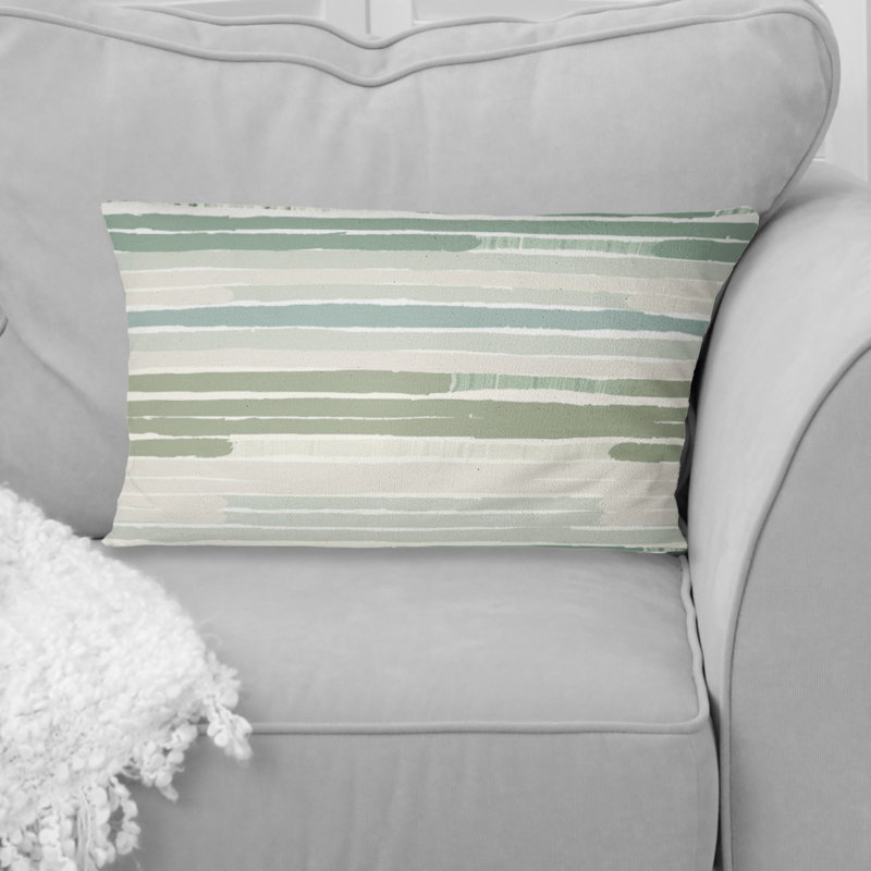 Coussin lombaire à rayures vertes et beiges