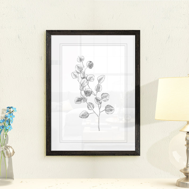 " Eucalyptus Sketch IV ", 38" H x 28" W x 1.3" D, Ebony Framed Print