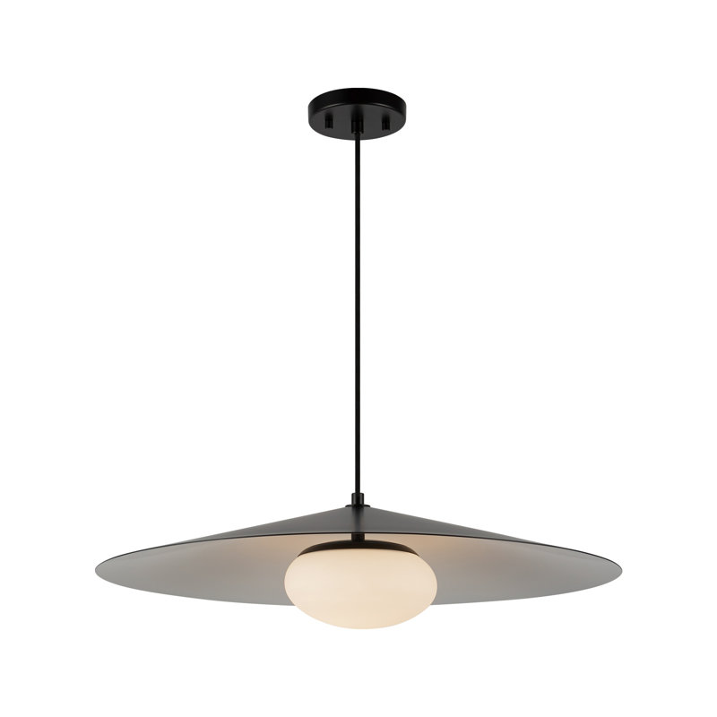 Luminaire suspendu à DEL conique simple Cruz, Noir / blanc