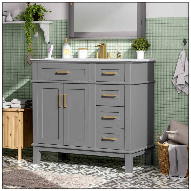 Meuble-lavabo pour salle de bain, Gris