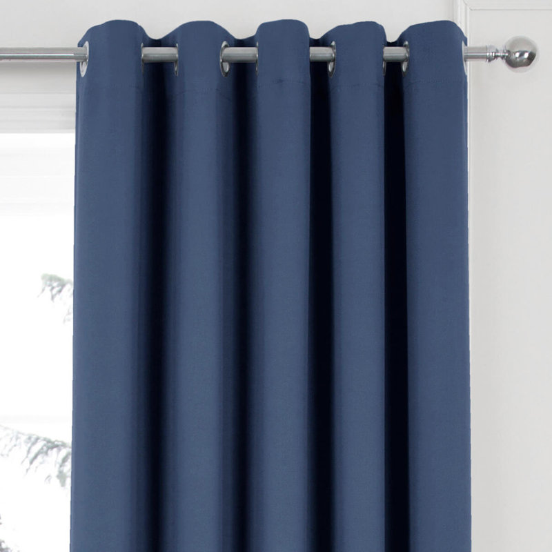 Chacra Room Darkening Curtain Pair, Width 114 x Drop 137cm, Bue