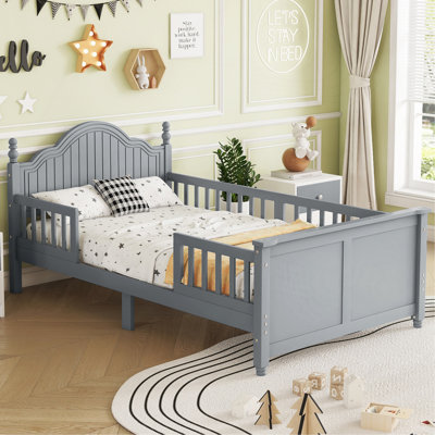 Lit pour enfants, lit plateforme en bois avec tête et pied de lit