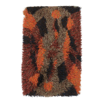 Vintage Swedish Rya Runner With Multicolor Abstract Pattern -  Rug & Kilim