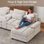 Canapé modulaire surdimensionné en chenille avec deux repose-pieds amovibles console de rangement avec porte-gobelets USB et haut dossier-410501500