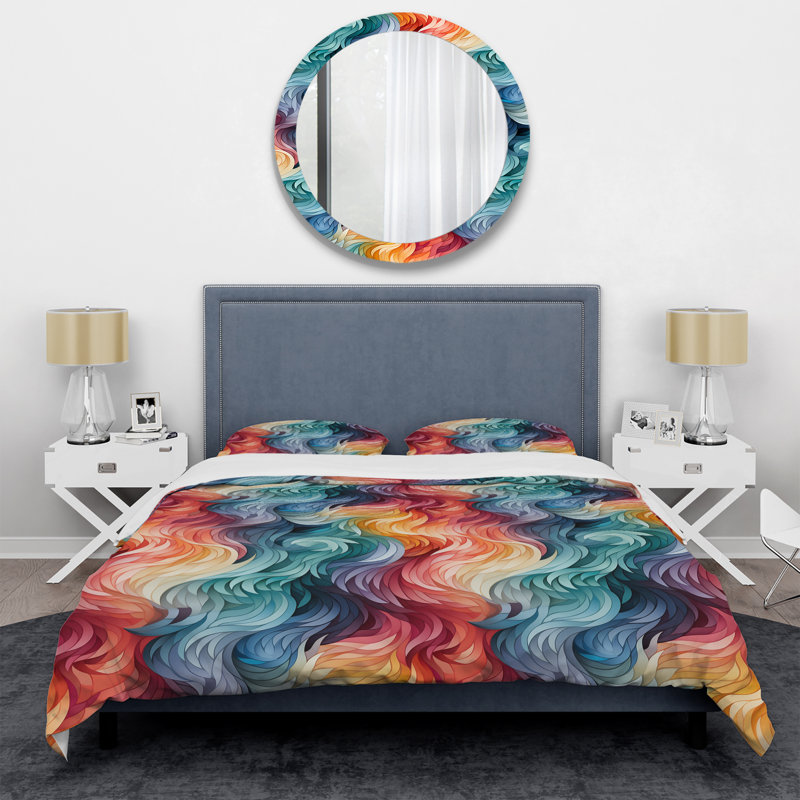 Ensemble de housse de couette Colorful Watirl Whirls Echos I, Housse de couette pour très grand lit et 2 très