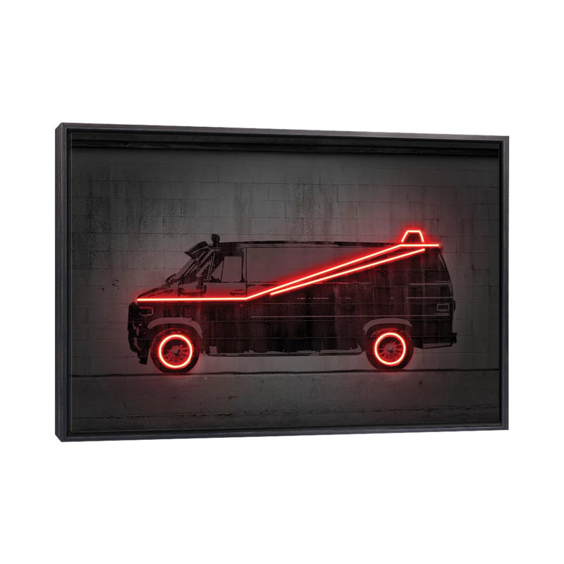 Impression d’art graphique, « Team van » par octave Mielu, H 40 po x l 60 po x 1,5 po, Toile avec cadre noir patiné
