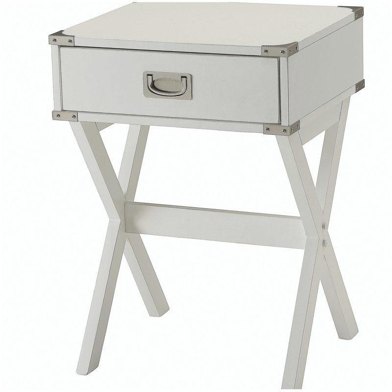 Table d'appoint blanche 1 tiroir, Blanc