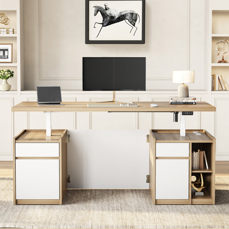 Bureau de direction à hauteur réglable électrique de 71 po Adonia, Blanc