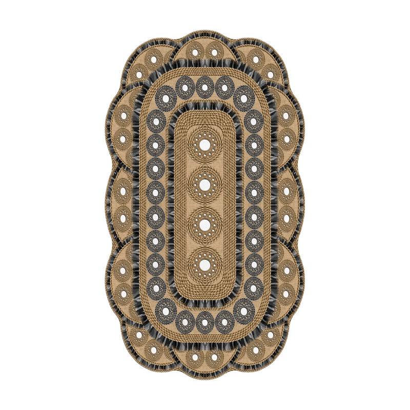Tapis oriental en polyester tissé à la machine Novelty Weimerc, Nouveauté 2 pi 7 po x 6 pi 7 po