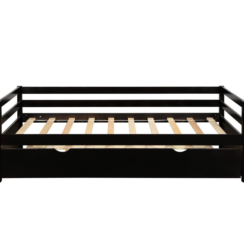 Lit de jour avec lit gigogne, taille simple - Structure en bois massif pour lit gigogne confort