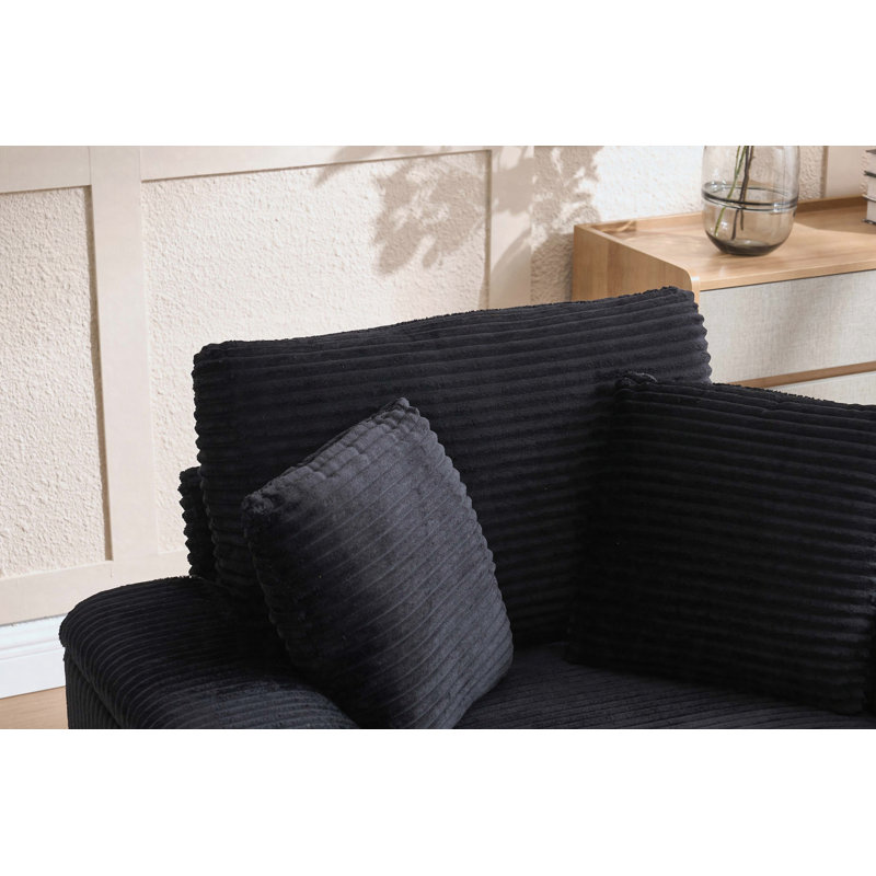 Coussin détachable avec repose-pieds Corduroy, Black