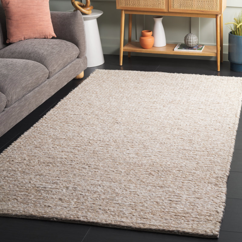 Natura Hand Woven Wool/Viscose/Cotton Rug in Beige/Taupe, Rectangle 5' x 8'