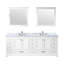 Meuble-lavabo double blanc l 84 po x P 22 po, comptoir en marbre de Carrare, ensemble de robinet et miroirs 34 po
