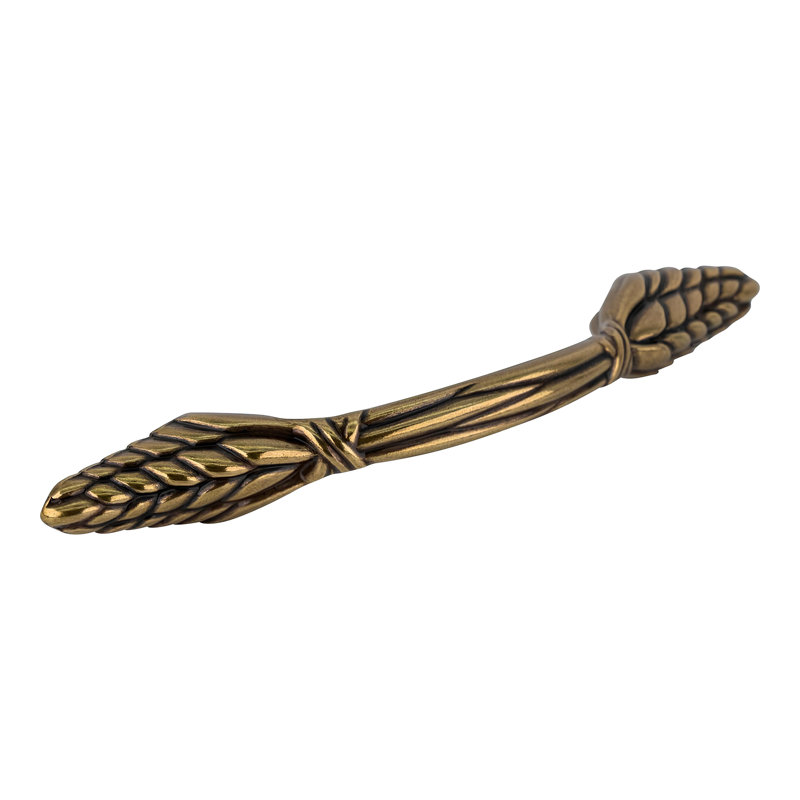 Brixwell BXC4331O77 Poignée courbée de style armoire à feuilles 3 po centre à centre laiton antique