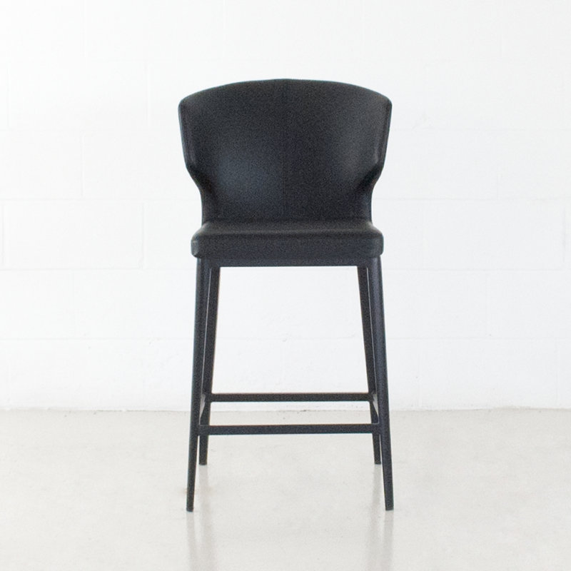 Aislinn Upholstered Counter Stool with Metal Frame, Black, Bar Stool (29" Seat Height)