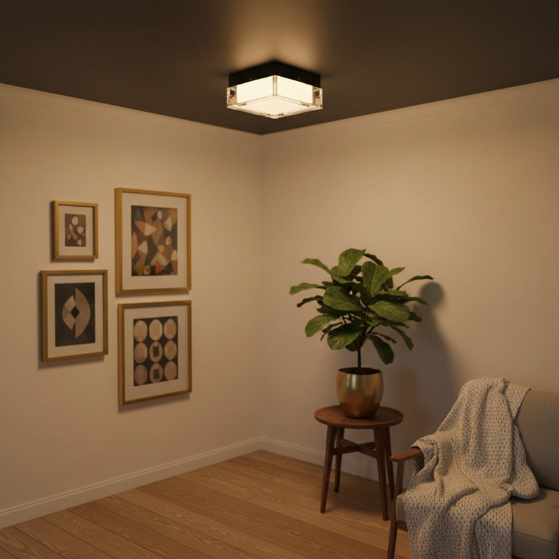 8-inch Black Integrated LED Flush Mount
