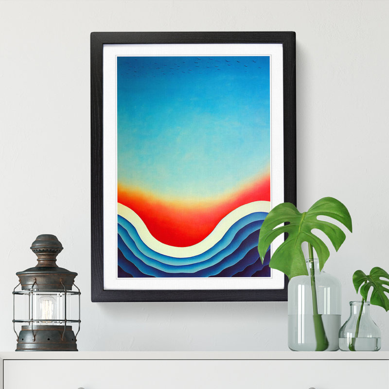 FRM-V0523-4X Abstract Beach Art Vol.2 - Single Picture Frame Print, 64cm H x 46cm W x 2cm D, Black Framed