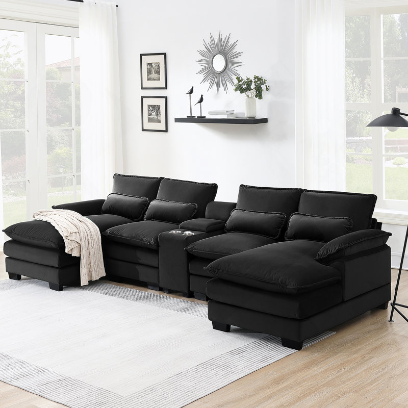 Canapé en U 123 * 55 "moderne avec console, porte-gobelets