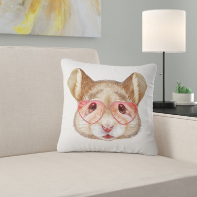 Funny Mouse with Heart Glasses - Animal Printed Pillow