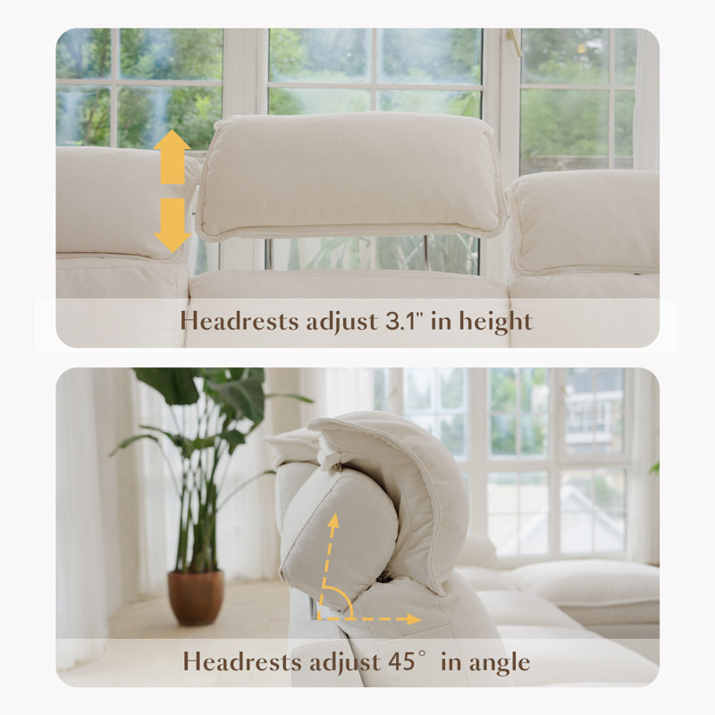 Modular Power Reclining Sofa, 4 Seater Recliner Couch With Usb & Type-C Ports, Off White, 4 Seater with 2 Recliners