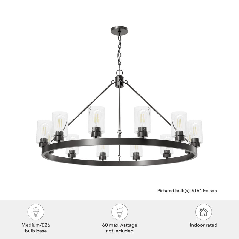 Hartland 12 - Light Wagon Wheel Chandelier, Noble Bronze