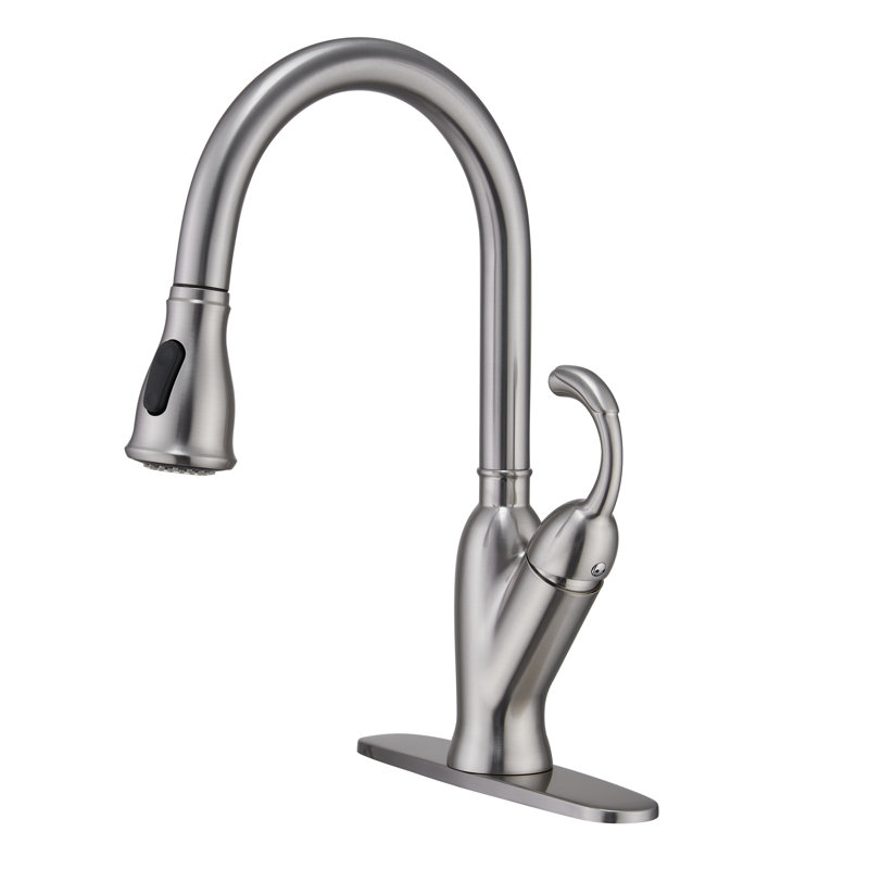 Robinet de cuisine à poignée simple rétractable, Argent