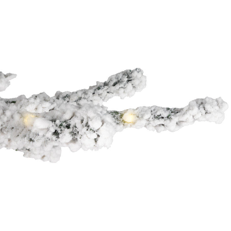 Pre-Lit Medium Flocked IPT Artificial Garden Christmas Tree - Warm White LED Lights, 6.5'