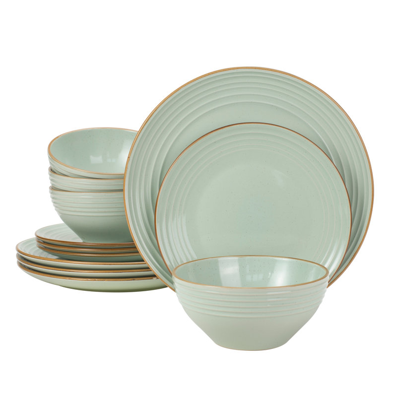 Granduca 12 Piece Dinnerware Set, dish sets for 4, Light Green